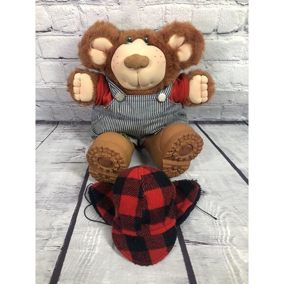 vtg Furskins Bear Dudley Plush‎ Xavier Roberts Cabbage Patch 14" Blue Overalls - Picture 6 of 7